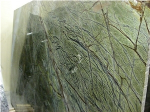 Wellest Rain Forest Green Marble, Big Slab, Random Edge, Polished Surface,Natural Stone