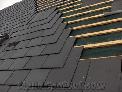 Wellest Rectangular Black Slate Roof Tile, Sides Natural Split,With Pre-Drilled Holes,Oil Sealing,Model No. Srt005