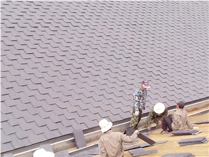 Wellest Rectangular Black Slate Roof Tile, Sides Natural Split,Without Pre-Drilled Holes,China Natural Black Slate Roof Tile,Model No.Srt001