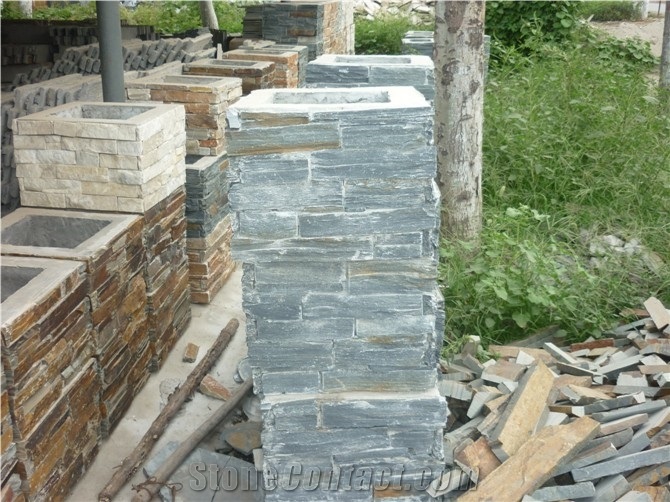 Wellest Rough Grey Slate Gate Column,Slate Pillar,China Natural Grey Slate