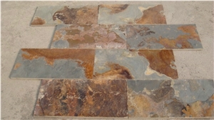 Wellest Rusty Brown Multi Color Slate Natural Finish Floor Tile, China Multi Colour Slate,St-015n