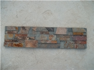 Wellest Rusty Slate Culture Stone, Ledge Stone,Stacked Stone, Flat Wall Cladding Tile,Back Ground,Multi Colour Slate