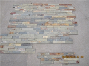 Wellest Rusty Slate Culture Stone, Ledge Stone ,Stacked Stone, Flat,Wall Cladding Tile ,Back Ground,Multi Colour Slate,Z Shape, Sl-015fz
