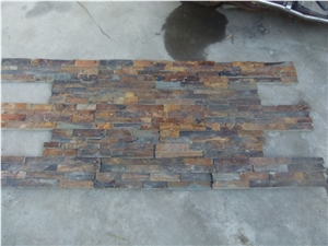 Wellest Rusty Slate Culture Stone,Ledge Stone,Stacked Stone, Rough,Wall Cladding Tile ,Back Ground,Multicolour Slate,Z Shape,Interlocked,Sl-015r