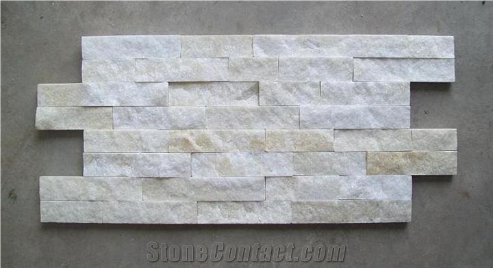 Wellest Shinning White Quartzite Culture Stone, Ledge Stone,Stacked Stone, Wall Cladding Tile ,Veneer Panel, Z Shape, Interlocked