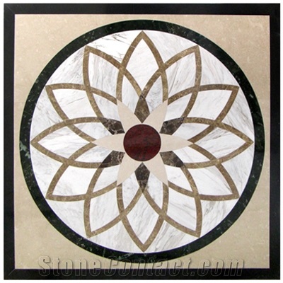 Wellest Square Water Jet Marble Medallion,Honeycomb,Stone Pattern Model No.Wm033