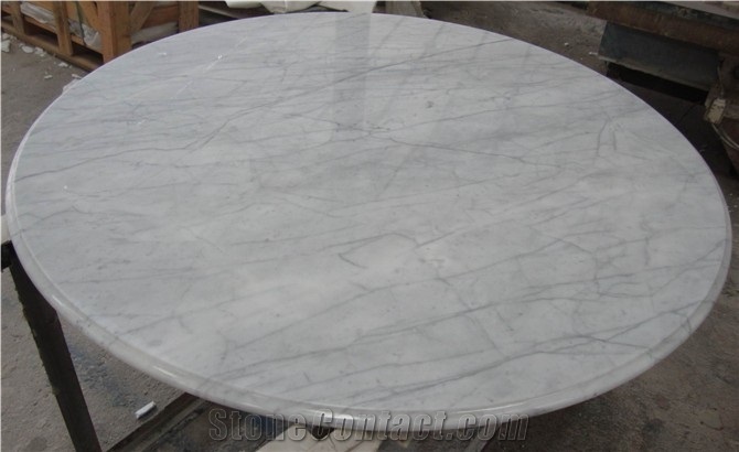 Wellest Statuario White Marble Table Top, Restaurant Top,Round Top, Round Table,Natrual Stone