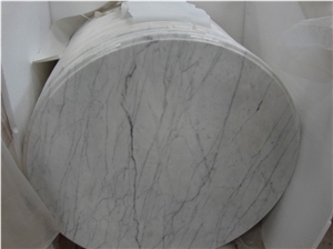 Wellest Statuario White Marble Table Top, Restaurant Top,Round Top, Round Table,Natrual Stone