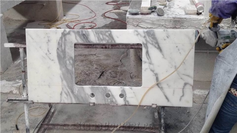 Wellest Statuario White Marble Vanity Top, Bath Top, Bar Top,Front Desk, Natural Stone