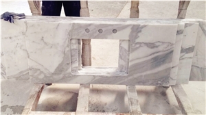 Wellest Statuario White Marble Vanity Top, Bath Top, Bar Top,Front Desk, Natural Stone