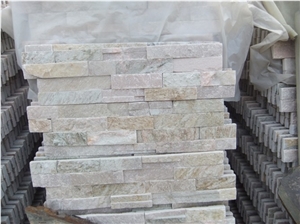 Wellest Yellow Wood Slate Flat Culture Stone, Ledge Stone,Stacked Stone, Wall Cladding Tile ,Veneer Panel, Z Shape,Interlocked,China Natural Beige,Sl-014fz