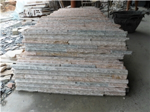 Wellest Yellowood Beige Slate Splited Culture Stone, Ledge Stone,Stacked Stone,Back Ground Wall Cladding Tile,Veneer Panel,Interlocked