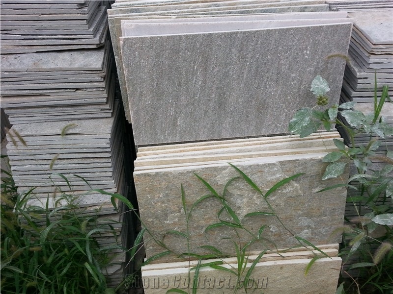 Wellest Yeloow Wood Slate Natural Finish Floor Tile,China Beige Colour Slate,St-014n