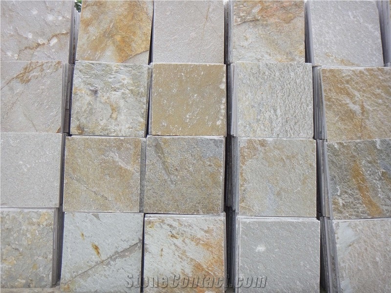 Wellest Yeloow Wood Slate Natural Finish Floor Tile,China Beige Colour Slate,St-014n