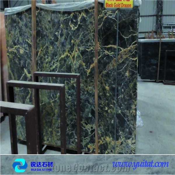 Black Gold Dragon Marble,China Black Marble with Gold Vein Slabs & Tiles