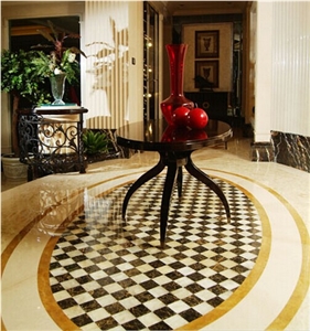 Royal Hotel Interior Design Floor Imported Marble Water Jet Medallion