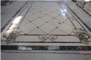Square Marble Mosaic Floor Water Jet Medallion