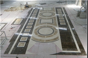 Square Marble Mosaic Floor Water Jet Medallion