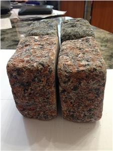 Red Granite Cube Stone, Red Granite Cobbles, Rosso Toledo