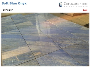 Soft Blue Onyx 24"X24" Tile Translucent Crystaline Stone