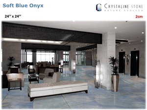 Soft Blue Onyx 24"X24" Tile Translucent Crystaline Stone