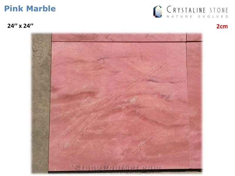 Soft Wine Red Pink Marble 24"X24" Tile Crystaline Stone, Brazil Crystallized Red Marble