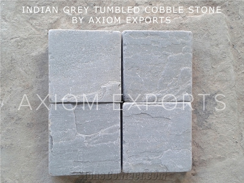 Indian Kandla Grey Tumbled Cobbles, Kandla Grey Sandstone Cobbles