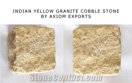 Indian Yellow Granite Cobbles, Cube Stone & Pavers
