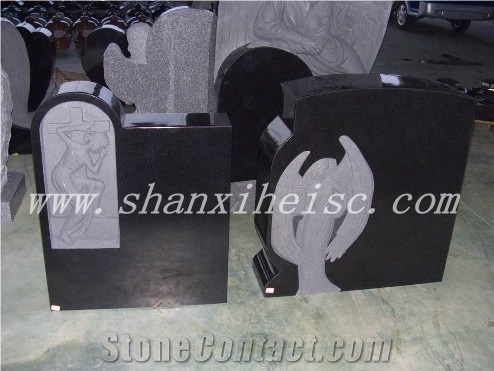 Absolute Black Granite Tombstone G1401, Shanxi Black Granite Monument & Tombstone