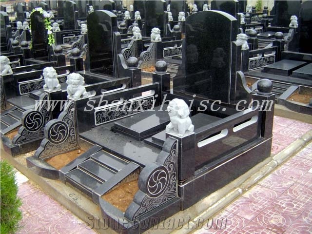Black Colour Granite Tombstone Design Cemetery Headstone Prices