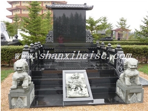 Cheap Russian and European Style Shanxi Black Granite Tombstone