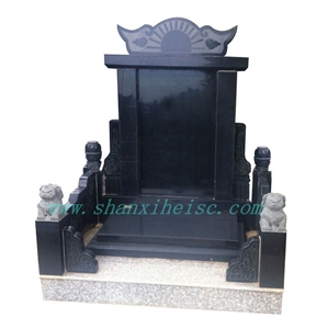 Cheap Russian and European Style Shanxi Black Granite Tombstone
