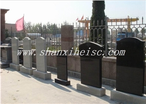 Chinese Absolute Black Granite Headsotne Tombstone, Shanxi Black Granite Monument & Tombstone