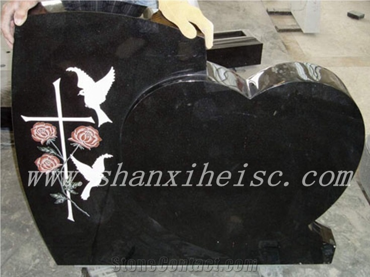Chinese Natural Black Granite Tombstone