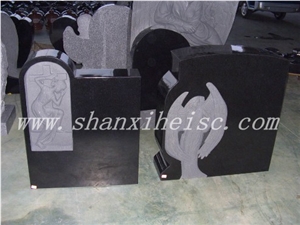 Chinese Natural Black Granite Tombstone(Various Tombstones), Shanxi Black Granite Tombstones