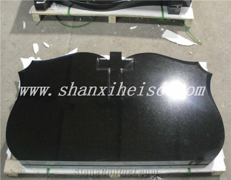 Custom Design Natural Shanxi Black Granite Tombstone and Gravestone