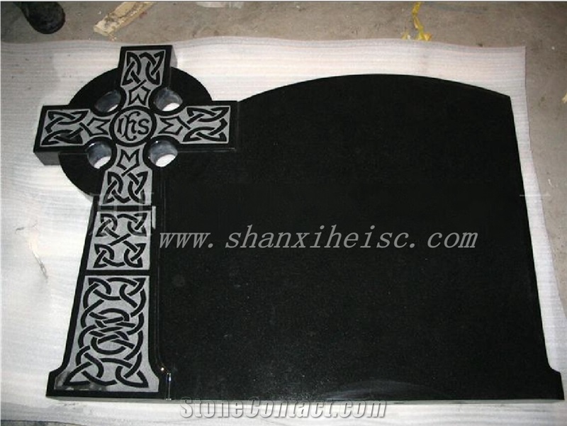 Good Caving Russian Style Shanxi Black Granite Tombstone