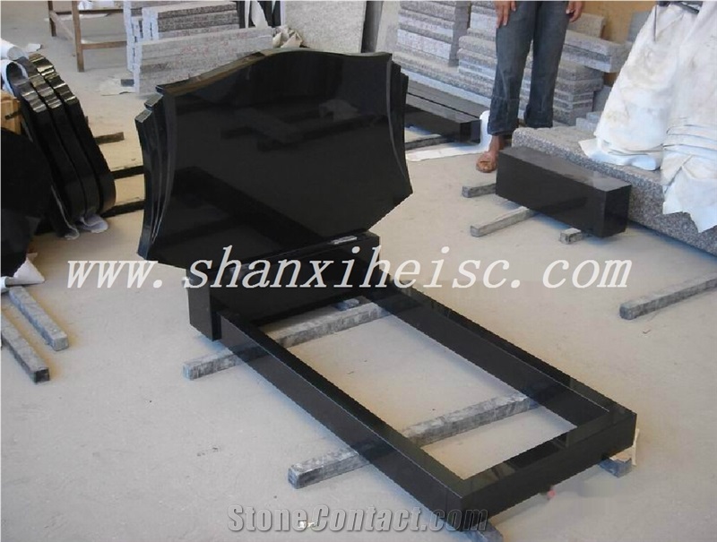 High Polished Shanxi Black Granite Tombstone for Russian Market