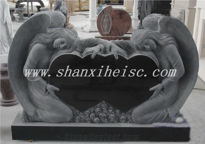 High Polished Shanxi Black Granite Tombstone for Russian Market