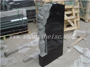 Hot Sale Chinese Granite Natural Stone Tombstones, Shanxi Black Granite Tombstones