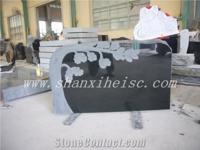 Hot Sale Good Quality Polished Shanxi Black Granite Book Shaped Headstone