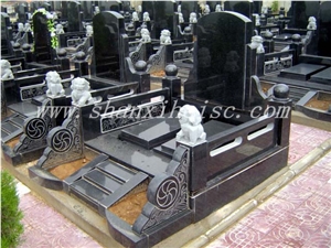 Natural Stone Shanxi Black Granite Headstones for Graves Cemetery Statues