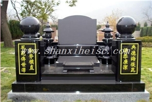 Poland Style Shanxi Black Tombstone and Monuments, Shanxi Black Granite Monuments