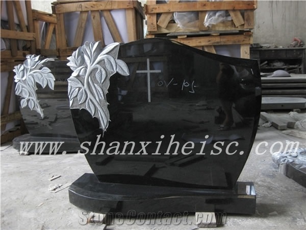Professional Technology Granite Memorial Tombstone, Shanxi Black Granite Monument & Tombstone