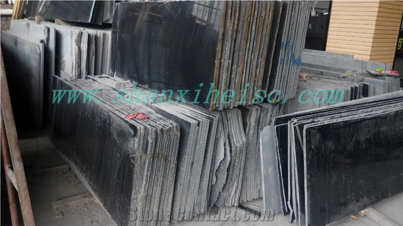 Shanxi Black Granite Black Stone Slabs from China