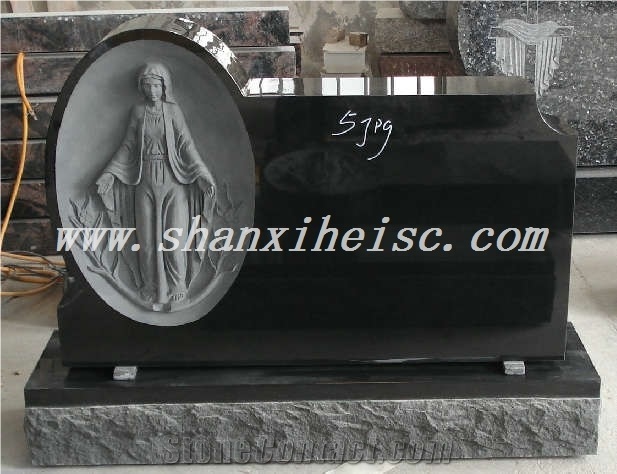 Shanxi Black Granite Double Heart Monuments and Tombstones