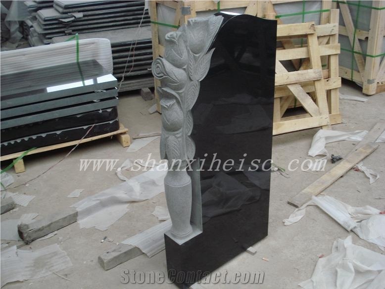 Shanxi Black Granite Headstone Tombstone Monument for Sale (Shanxi Black)