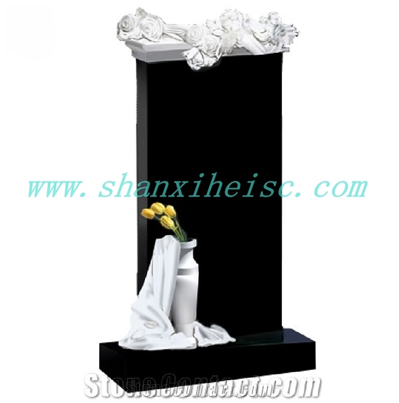 Shanxi Black Polished Memorial Tombstone, Shanxi Black Granite Monument & Tombstone