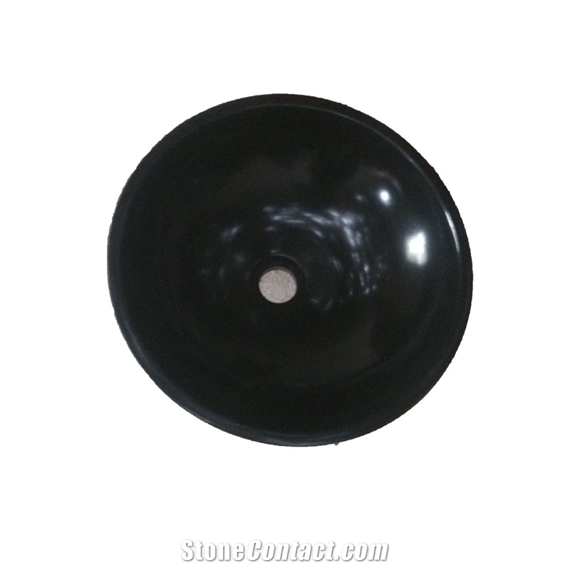 Shanxi Black Round Bathroom Basin, Black Granite Sinks & Basins