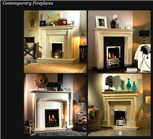 Contemporary Fireplaces, Beige Marble Fireplaces